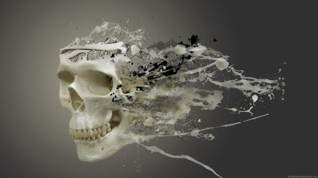 Skull paint splash black background free wallpaper for desktop - medium preview image
