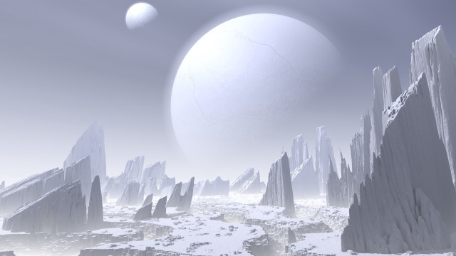 Distant planet ice snow sky free wallpaper for desktop - medium preview image