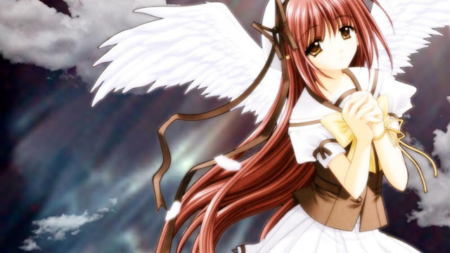 Girl red hair angel wings free wallpaper for desktop - medium preview image