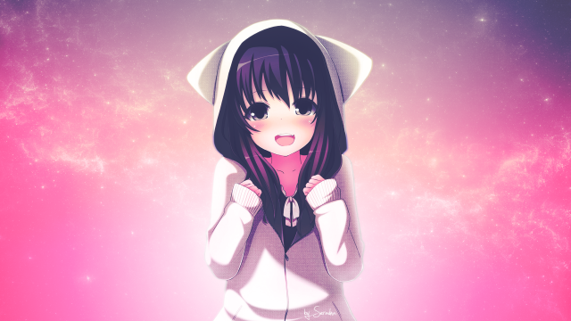 Girl long hair hoodie pink free wallpaper for desktop - medium preview image