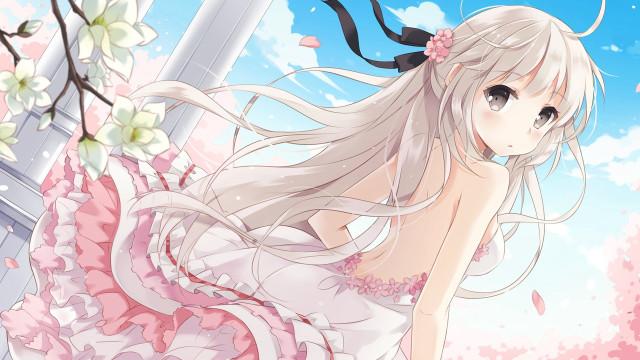 Woman dress long hair flower #2 free wallpaper for desktop - medium preview image