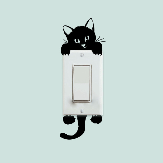 Black cat sitting light switch free wallpaper for tablet - medium preview image