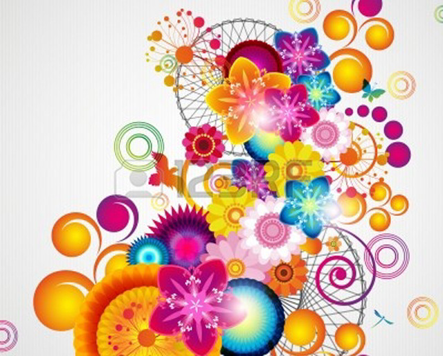 Colorful abstract background circles flowers free wallpaper for desktop - medium preview image