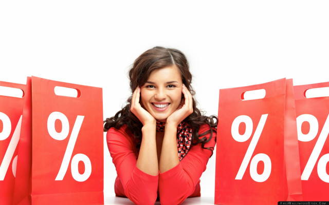 Woman sitting red bags percentage free wallpaper for desktop - medium preview image