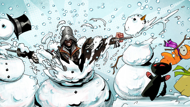 Snowmen gun snowman gun snowman free wallpaper for desktop - medium preview image