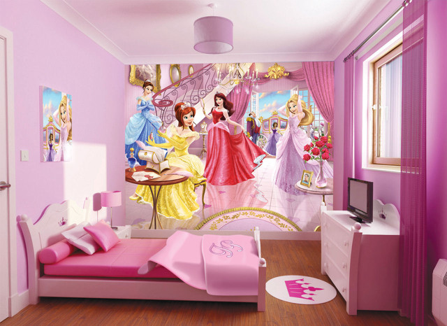 Bedroom pink bed princess mural free wallpaper for desktop - medium preview image