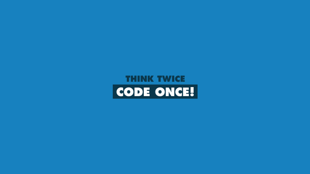 Blue background think twice code free wallpaper for desktop - medium preview image