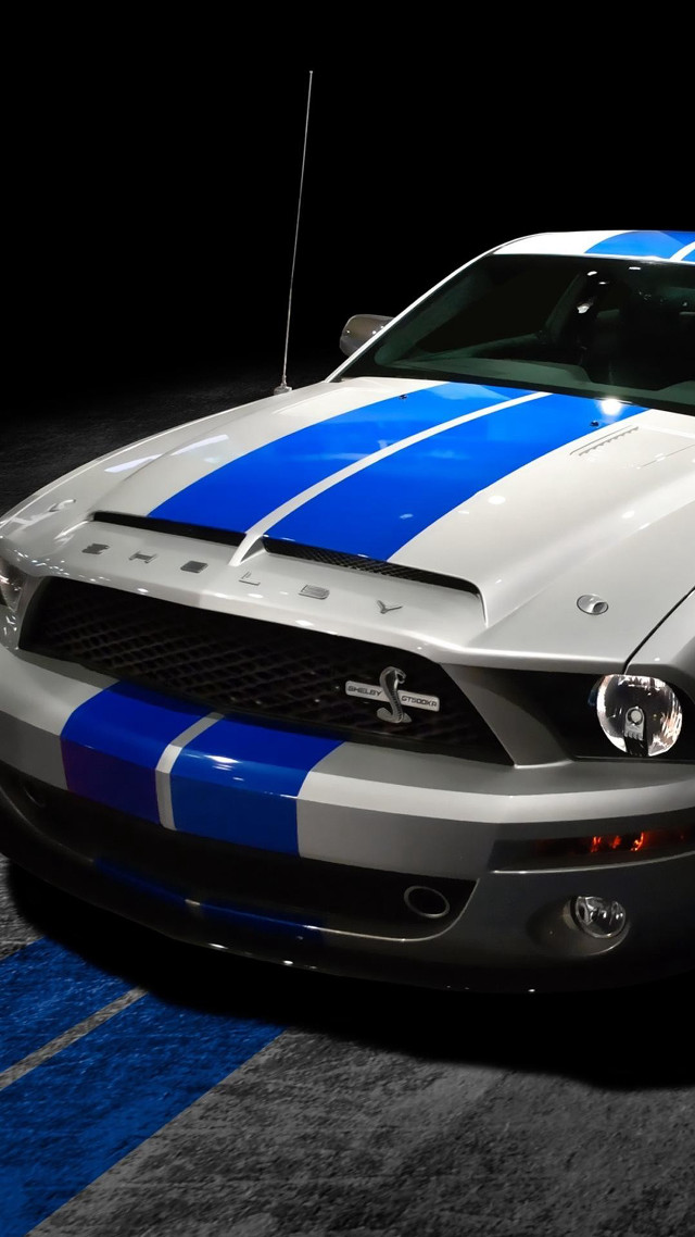 Mustang dark room blue white free wallpaper for mobile - medium preview image