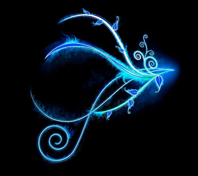 Blue swirly flower black background free wallpaper for tablet - medium preview image