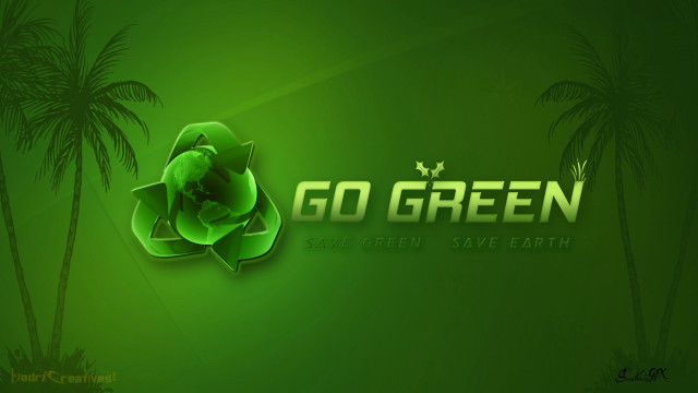 Green jungle palm leaves logo free wallpaper for desktop - medium preview image