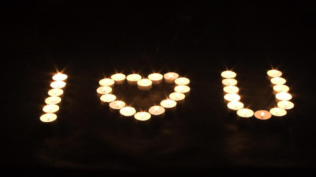 Candles heart black background light free wallpaper for desktop - medium preview image