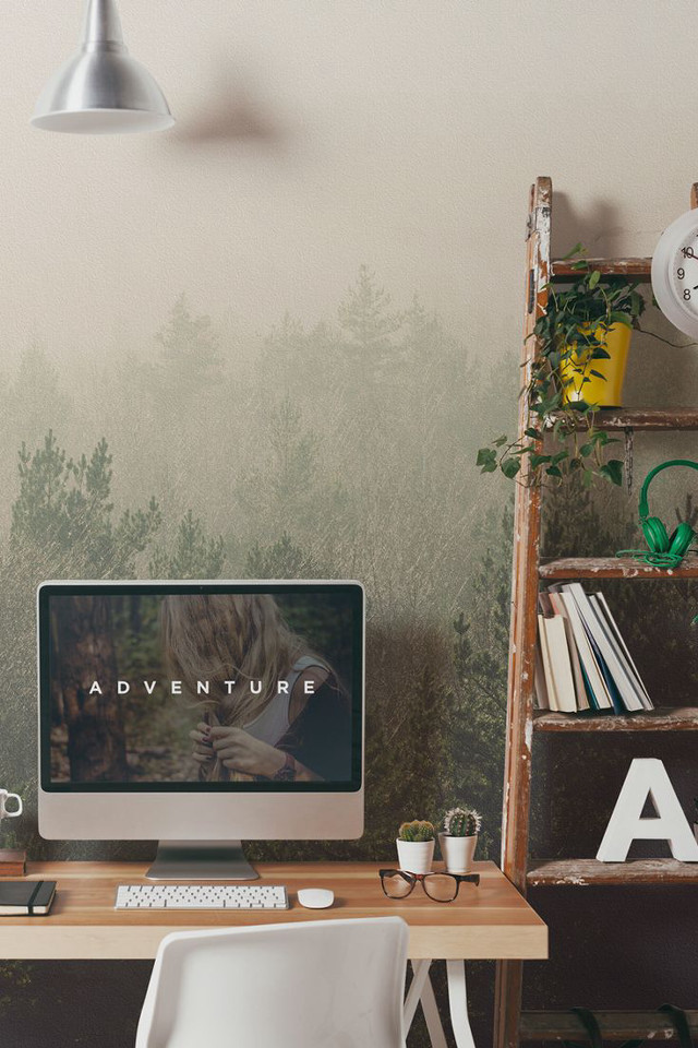 Computer desk bookshelf ladder treewallpaper free wallpaper for mobile - medium preview image