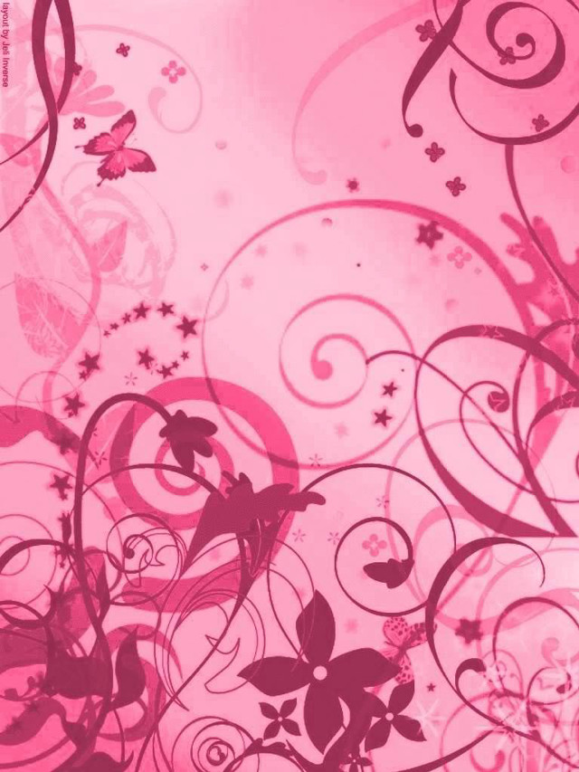 Pink background swirls stars pattern free wallpaper for mobile - medium preview image