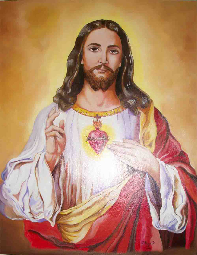 Jesus holding heart halo hands free wallpaper for mobile - medium preview image