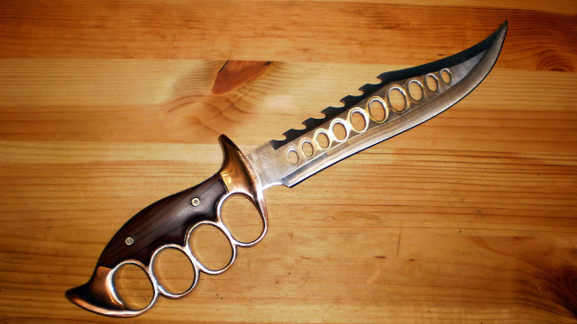 Knife metal handle wooden table free wallpaper for desktop - medium preview image