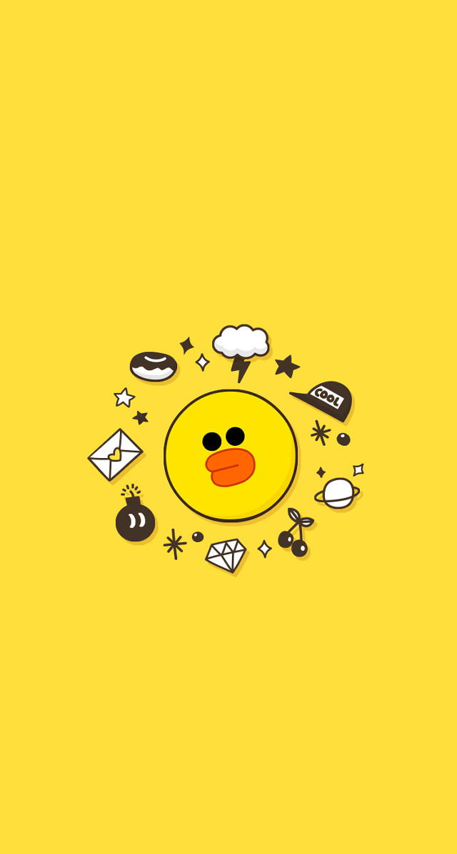 Yellow background smiley face icons free wallpaper for mobile - medium preview image