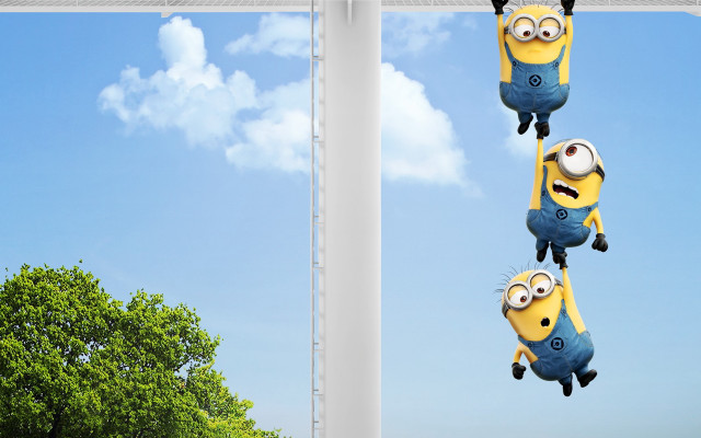 Minions hanging pole trees background #2 free wallpaper for desktop - medium preview image