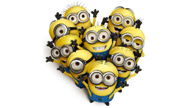 Minion heart arrangement white background free wallpaper for desktop - medium preview image