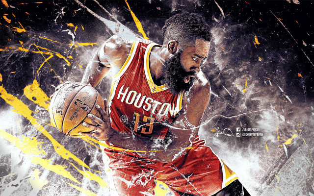 Man beard basketball red uniform free wallpaper for desktop - medium preview image