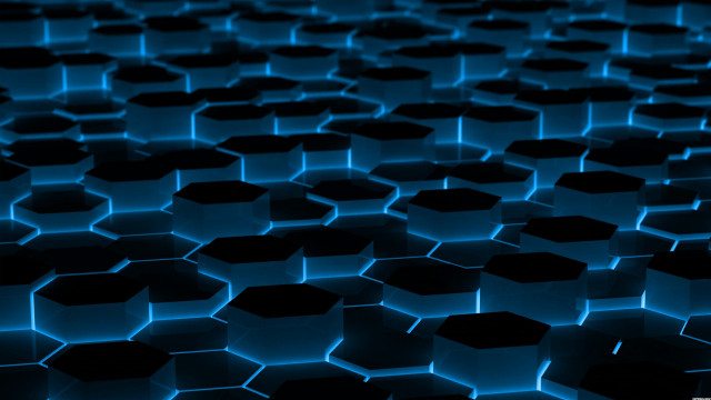 Blue light hexagons blurry black free wallpaper for desktop - medium preview image