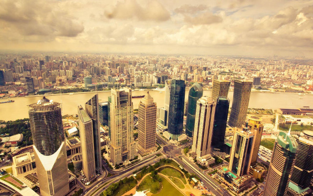 City tall buildings river skyline #2 free wallpaper for desktop - medium preview image