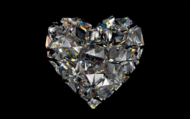 Heart shaped diamond black background #2 free wallpaper for desktop - medium preview image