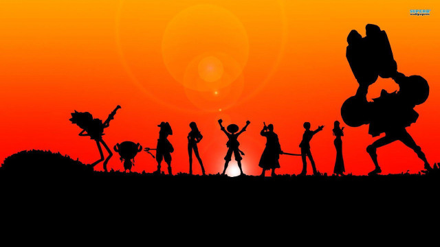 Group sunset silhouette holding large free wallpaper for desktop - medium preview image