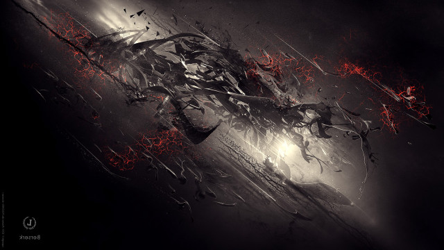 Futuristic artwork red streaks black free wallpaper for desktop - medium preview image