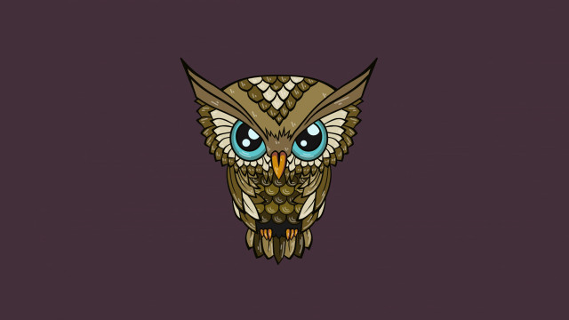 Owl blue eyes purple background free wallpaper for desktop - medium preview image