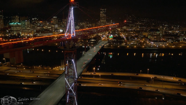 Night view bridge city skyline free wallpaper for desktop - medium preview image