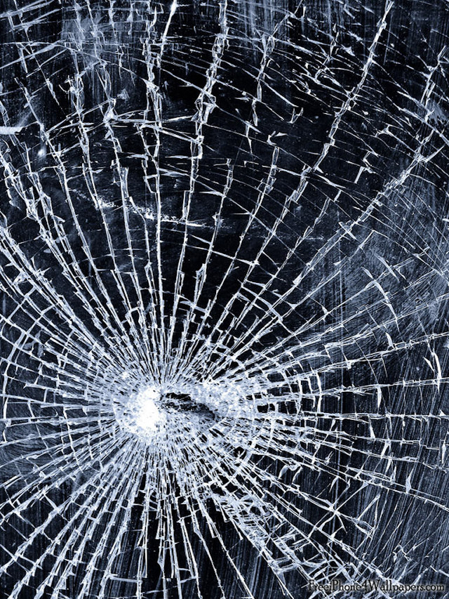 Cracked glass window hole black free wallpaper for mobile - medium preview image