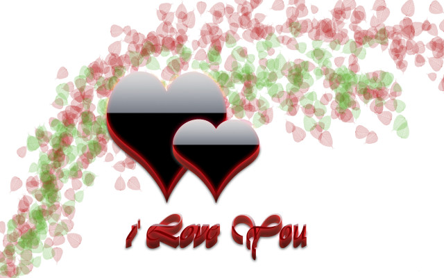 Hearts love swirls words digital free wallpaper for desktop - medium preview image