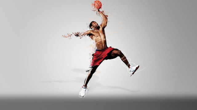 Man jumping basketball air hands #5 free wallpaper for desktop - medium preview image