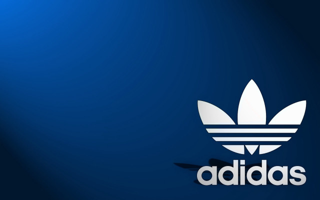 Blue background white adidas logo free wallpaper for desktop - medium preview image