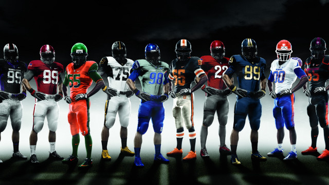 Football players uniforms helmets group free wallpaper for desktop - medium preview image
