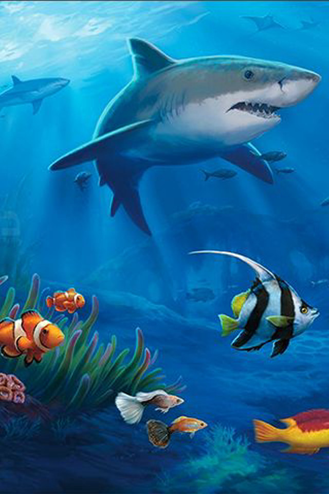 Shark ocean animals swimming fish free wallpaper for mobile - medium preview image