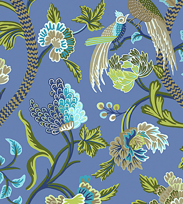 Blue green floral pattern birds free wallpaper for tablet - medium preview image