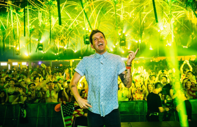 Man crowd concert fireworks green free wallpaper for desktop - medium preview image