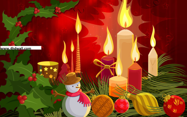 Christmas scene candles snowman hat free wallpaper for desktop - medium preview image
