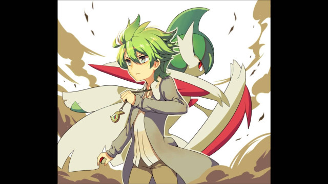 Green haired coat sword pokemon free wallpaper for desktop - medium preview image