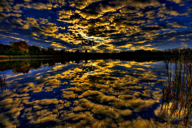 Lake clouds sky yellow blue free wallpaper for desktop - medium preview image
