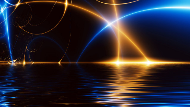 Blue yellow light reflection water #2 free wallpaper for desktop - medium preview image