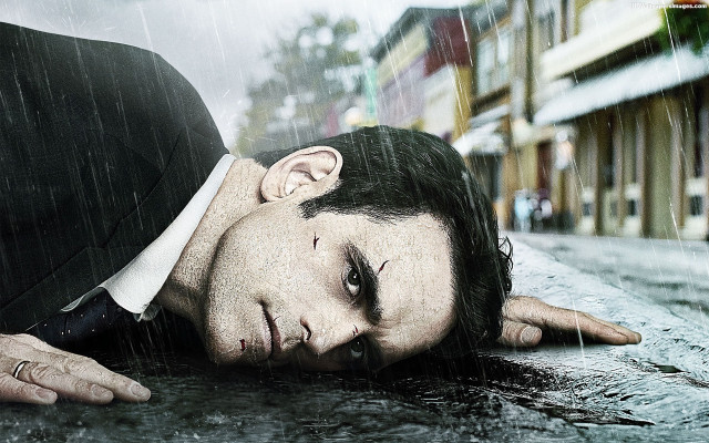 Man suit tie wet street free wallpaper for desktop - medium preview image