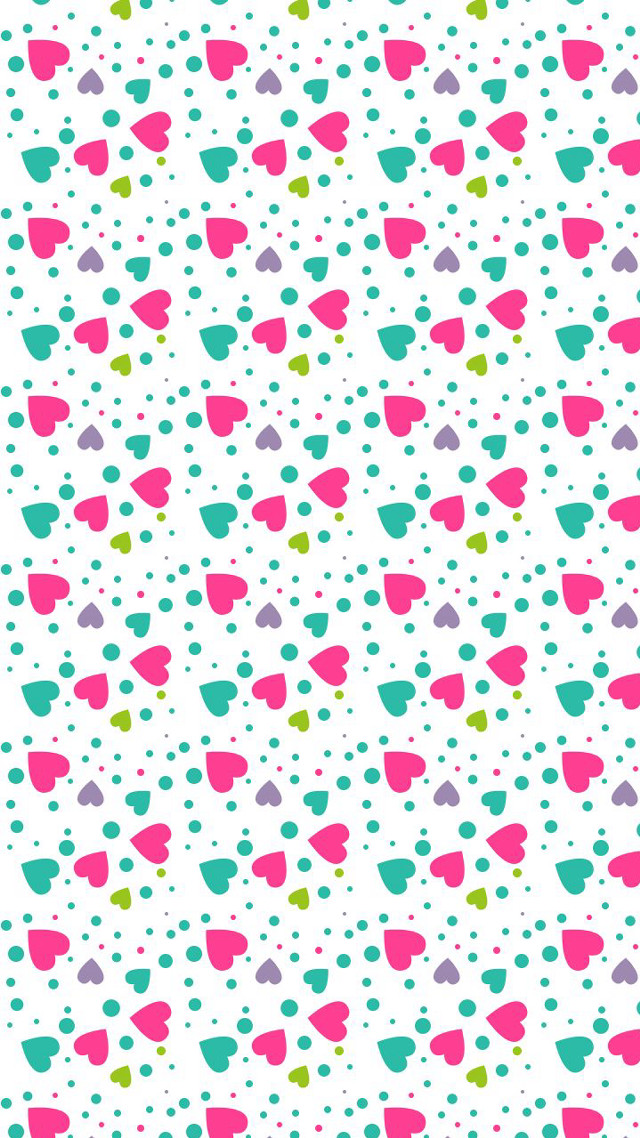 Colorful pattern hearts white background free wallpaper for mobile - medium preview image