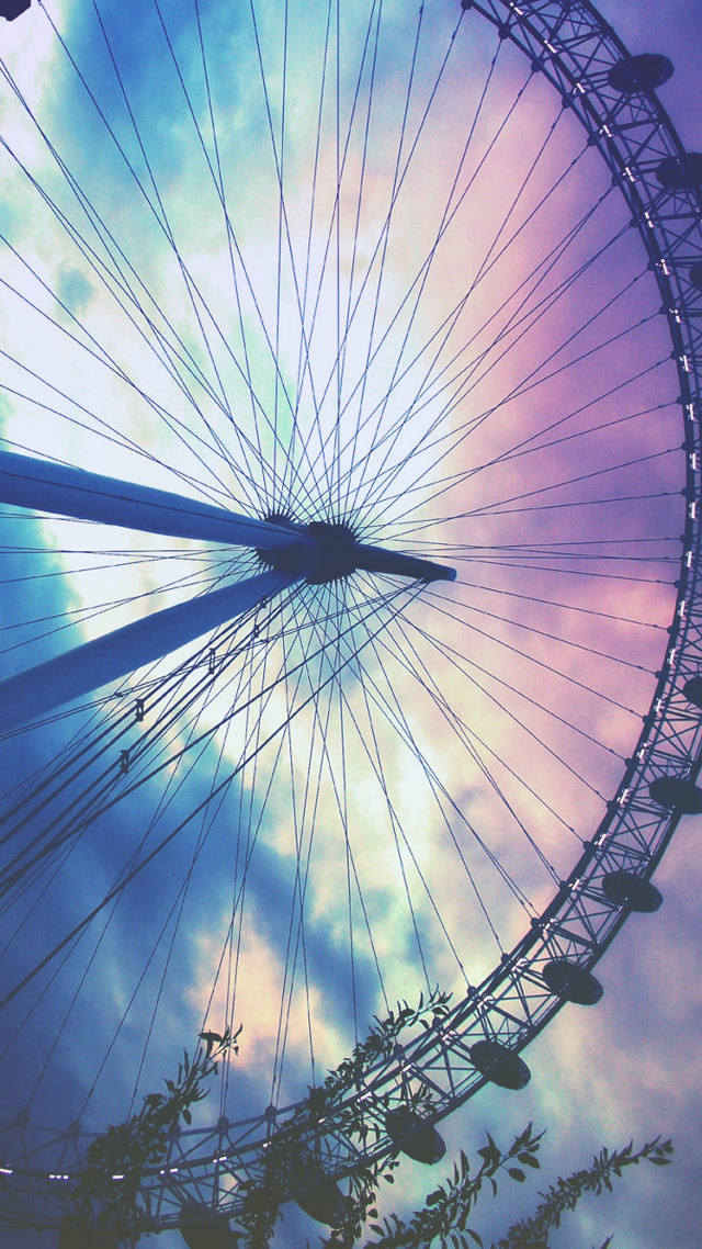 Ferris wheel cloudy sky blue free wallpaper for mobile - medium preview image