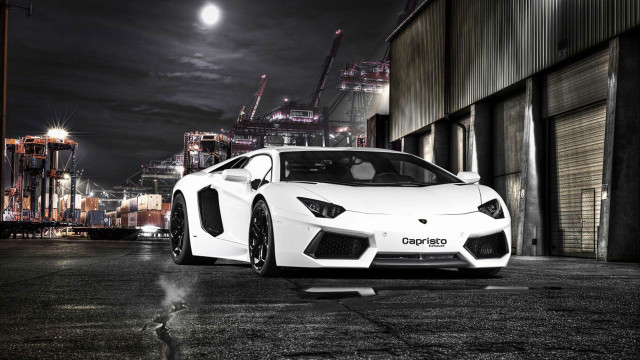 White sports car night cityscape #3 free wallpaper for desktop - medium preview image