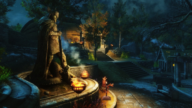 Statue man fountain candles house free wallpaper for desktop - medium preview image