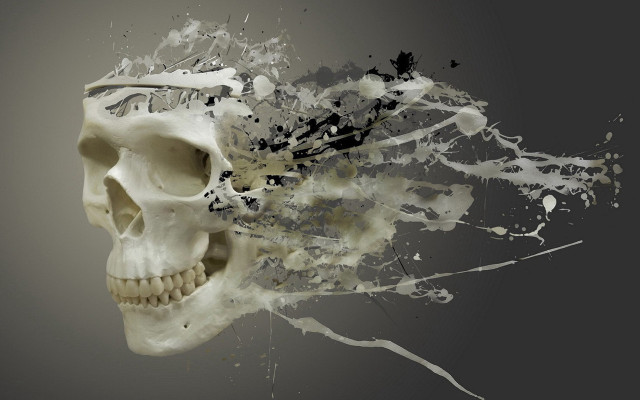 Skull paint splatters face neck free wallpaper for desktop - medium preview image