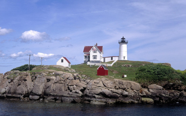 Lighthouse small island red door free wallpaper for desktop - medium preview image