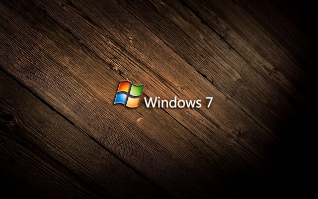 Wooden windows7 logo centered computer free wallpaper for desktop - medium preview image